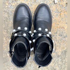 Cute JustFab Faux Leather Pearl Studded Ankle Boots